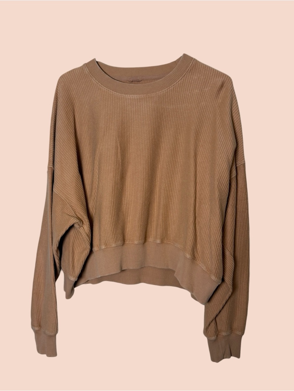 Aerie Ribbed Cropped Sweatshirt — Brown